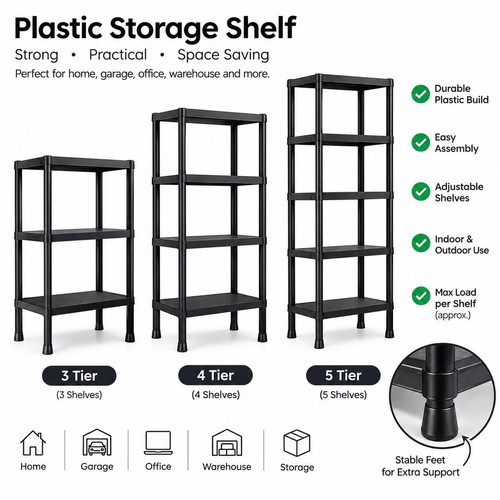 Tier plastic shelving - plastic,